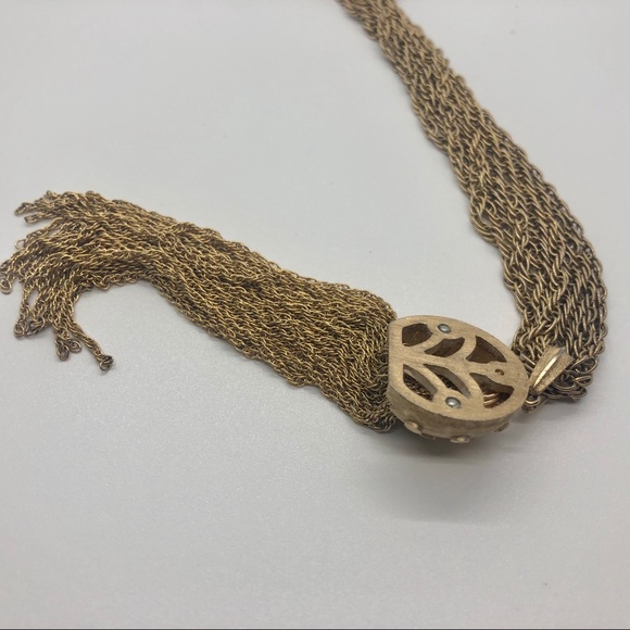 Sold!!!Vintage Mushroom Cap Chain Tassel Necklace - Picture 7 of 8